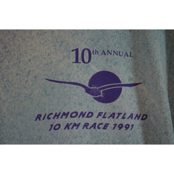 Richmond Flatland 10K Race 1991 Medium Fruit of Loom Shirt Splatter Print Vtg - Picture 3 of 12